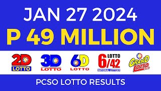 Lotto Result January 27 2024 9pm PCSO [upl. by Sibelle]