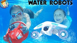 ROBOTS in WATER Deep Sea Diving At Home FV Family Vlog [upl. by Yolane606]