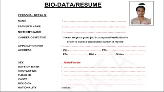 BioData  How to Make Biodata for Job  BiodataResume Format  Biodata writing System  CV Format [upl. by Ekenna912]