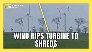 Watch As Wind Shreds Turbine to Pieces During Intense Storm [upl. by Selig]