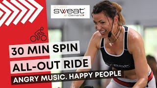 30 Minute ALL OUT Intense Spin Class with Cat Kom  Angry Music  Happy People [upl. by Halilahk]