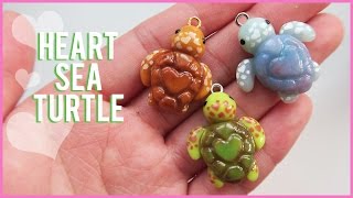 Tutorial Heart Sea Turtle polymer clay charms  Collab with Heather Wells [upl. by Ayekal248]