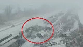 70 car pileup caught on camera as Iowa motorists battle snowy roads [upl. by Yzzo]