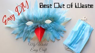 Best Out Of Waste Surgical Mask  Bird Mask  Easy Wall Decoration Ideas  Recycled Material Craft [upl. by Asiulairam115]