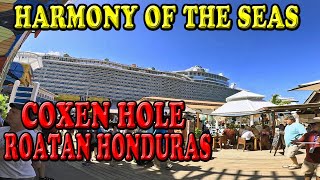 Harmony of the Seas Coxen Hole Roatan Honduras Walking Video Tour [upl. by Devan]