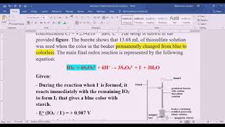 Mohammad Farhat  Iodometric titration between iodate and thiosulfate solutions [upl. by Clorinde]