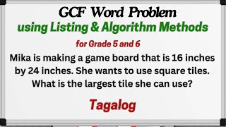 GCF Word Problem using Listing amp Algorithm MethodsGRADE 5 amp 6 [upl. by Allisan]