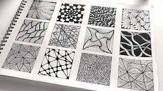 12 Easy zentangle Patterns  12 mandala patterns  Doodle Patterns Mandala Patterns [upl. by Anatnom308]