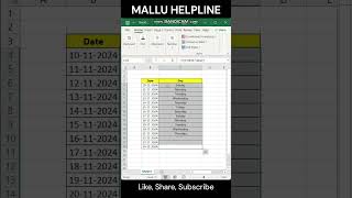 How to Find the Day of the Week for Any Date in Excel excel date exceltips [upl. by Deegan]