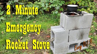 2 Minute Emergency Rocket Stove  Affordable Cinder Block Rocket Stove [upl. by Melessa735]