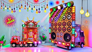 DIY Mini Dj Navratri Durga Pooja Dj Gauri Ganesh Big Dj Truck Light Decoration gadi wala dj [upl. by Minnnie]