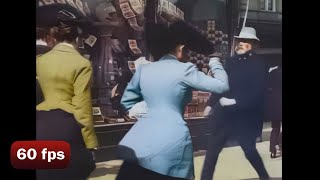 A Windy Day in New York  1903  AI Enhanced Film 4K 60fps [upl. by Kemme409]