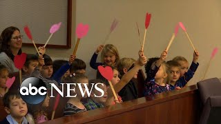 Michigan boy invites entire kindergarten class to adoption hearing [upl. by Cordula]