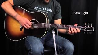 The Ultimate Acoustic String Comparison  Extra Light vs Custom Light vs Light vs Medium [upl. by Aerised]