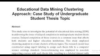 Educational Data Mining Clustering Approach Case Study of Undergraduate Student Thesis Topic [upl. by Seko]