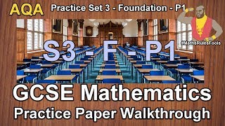 AQA Maths GCSE Practice Paper Set 3  Foundation  Paper 1  Walkthrough with Full Solutions [upl. by Esadnac]