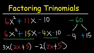 Factoring Trinomials With Leading Coefficient not 1  AC Method amp By Grouping  Algebra  3 Terms [upl. by Engracia559]