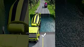 Mixer trucks vs water pit 11  BeamNG drive beamngdrive carsvsstairs carsvsmassivepotholes [upl. by Eicram]