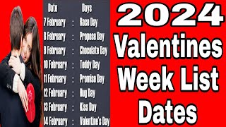 valentine day valentine day kab hai 2024Valentine Day Dates 2024  Valentine Week List Dates 2024 [upl. by Ori]