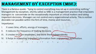 Management By Exception MBE  Importance Limitation Advantages amp Disadvantaged of MBE [upl. by Irdua]