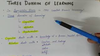 Three domains of Learning l Cognitive l Affective l Psychomotor [upl. by Mazonson]