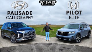 VETERAN or NEWCOMER  2024 Honda Pilot Elite vs Hyundai Palisade Calligraphy Comparison [upl. by Adaven]