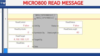 Read Message Data from Micro850 to Micro850 PLC [upl. by Fatsug610]