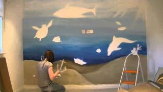 Under the Sea wall Mural Time Lapse [upl. by Enneite]