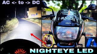 NIGHT EYE Very Powerful LED Headlight  Super Splendor nighteye LED install  Best LED for all bikes [upl. by Ydisac]