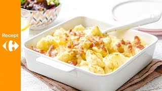 Ovengebakken bloemkool en aardappel met kaassaus en spekjes met mesclunsalade [upl. by Odessa]