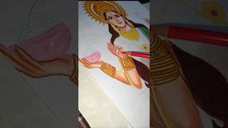 Lakshmi ji Drawing  dhanteras lakshmimata diwalispecial art pencilcolourdrawing viralvideo [upl. by Oiril]