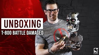 Unboxing the Terminator 2 T800 Battle Damaged Art Mask Bust from PureArts Studio [upl. by Ecinna]