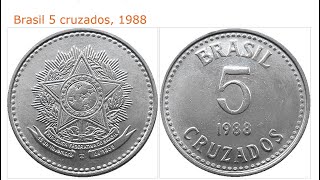 MOEDA DE 5 CRUZADOS DE 1988  BRASÃO DAS ARMAS  Quanto Vale Brazil Coin of 1988  Coat of Arms 🌟 [upl. by Nylyahs]