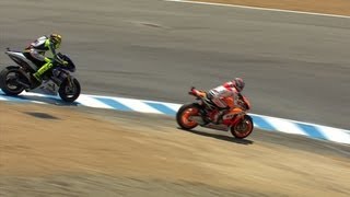 Marquez puts one over Rossi at the Corkscrew [upl. by Liag]