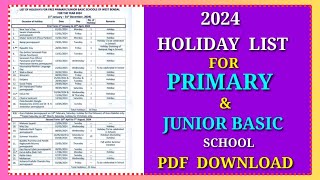 Primary School Holiday List  Holiday List 2024  Holiday List Of Primary School [upl. by Noillimaxam755]