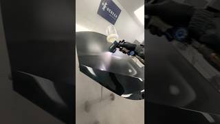 PAINT SPRAYING GLASS ON BLACK METALLIC HOOD [upl. by Marasco803]