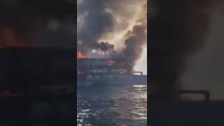 Fire engulfs Thai ferry with over 108 people on board all saved rescueoperations [upl. by Fachan866]