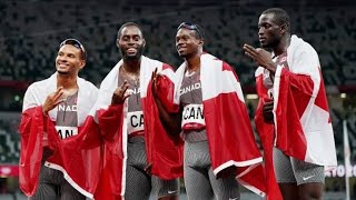 Olympics 4x100 mens relay results Canadas Andre De Grasse leads gold medal [upl. by Asimaj]