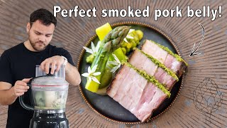 The perfect smoked pork belly with lovage crumb amp green peas Fine dining barbecue dish [upl. by Angie582]