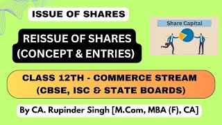 REISSUE OF SHARES  CLASS 12  ISSUE OF SHARES  CBSE ISC amp STATE BOARDS  NCERT COVERAGE [upl. by Atrim]