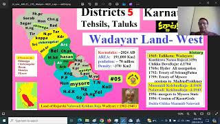 Karnataka 05 Districts Taluks Tehsils Wadayar Karnataka Princely MYSORE  english Jay Reddy [upl. by Pearlman536]