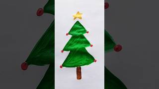 Christmas Tree 🎄 Acrylic Painting For Kids christmas tree painting trending shorts viralvideo [upl. by Cilegna]