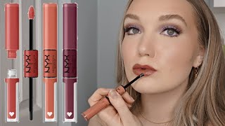 NEW NYX Shine Loud Lip Colours  Lip Swatches amp Wear Test [upl. by Griggs]