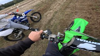 kx450 vs yz450f drag race holeshot crf150r dirtbike [upl. by Libby]