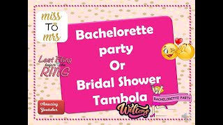 Spinster party Or Bridal Shower TambolaHousie Would be bride tambola Wedding theme Tambola [upl. by Nnylyma70]