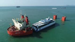 Loading two ropax passenger ferries on semisubmersible mv Sun Rise [upl. by Therese536]