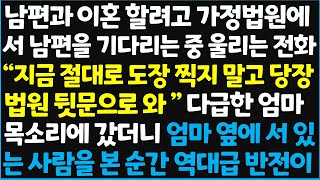 신청사연 남편과 이혼 할려고 가정법원에서 남편을 기다리는 중 울리는 전화 quot 지금 절대로 도장 찍지 말고 당장 법원 뒷문으로 와quot 신청사연사이다썰사연라디오 [upl. by Ebbarta]