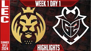 MDK vs G2 Highlights  LEC W1D1 Summer 2024  MAD Lions KOI vs G2 Esports Week 1 Day 1 [upl. by Basso]