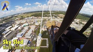 World’s Only Sky Sled harness on World’s Tallest Skycoaster at Fun Spot America [upl. by Atte868]