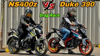 BAJAJ PULSAR NS 400 vs 2024 DUKE 390  HIGHWAY RACE 🔥 [upl. by Ardet]